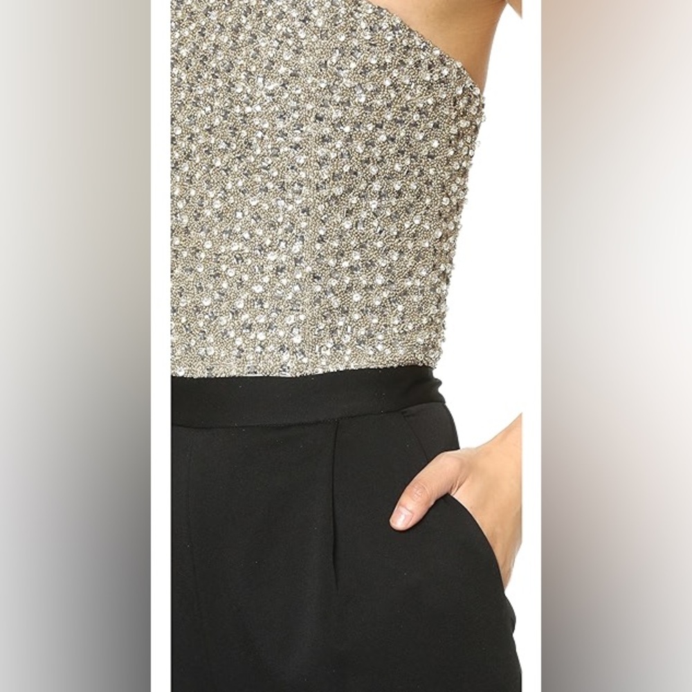 ALICE + OLIVIA Jeri Embellished Jumpsuit in Black Cream - Picture 7 of 14